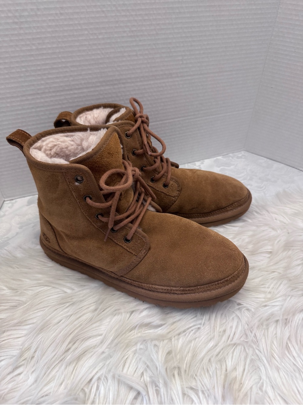 Ugg Harkley Mid Top Fleece Wool Lined Brown Casual Boots Men’s Size 8